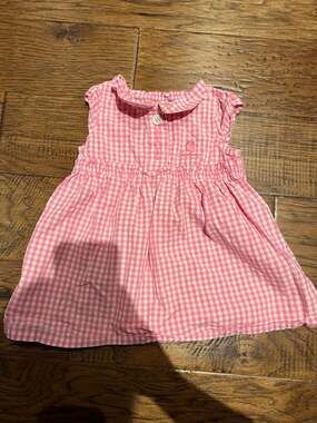 Carhartt 12M Baby Girls Pink Gingham Plaid Short Sleeve Dress